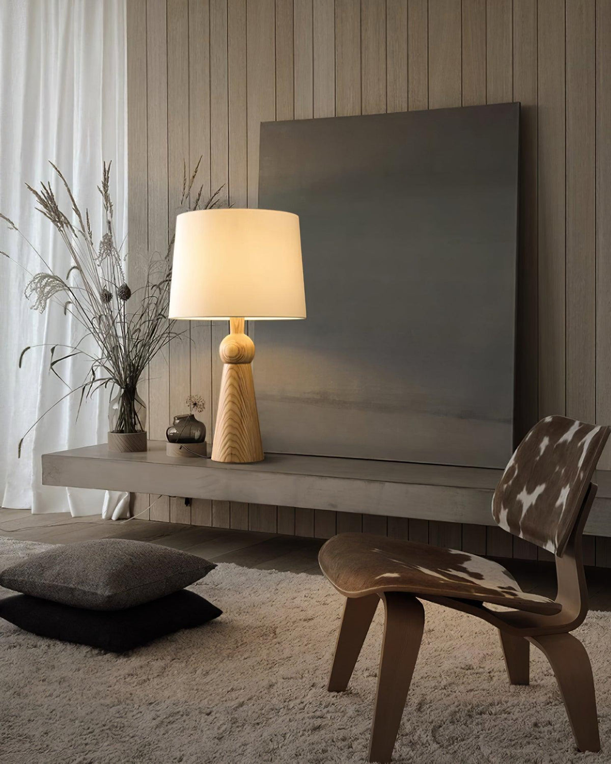 Lioria lámpara de mesa de madera y tejido