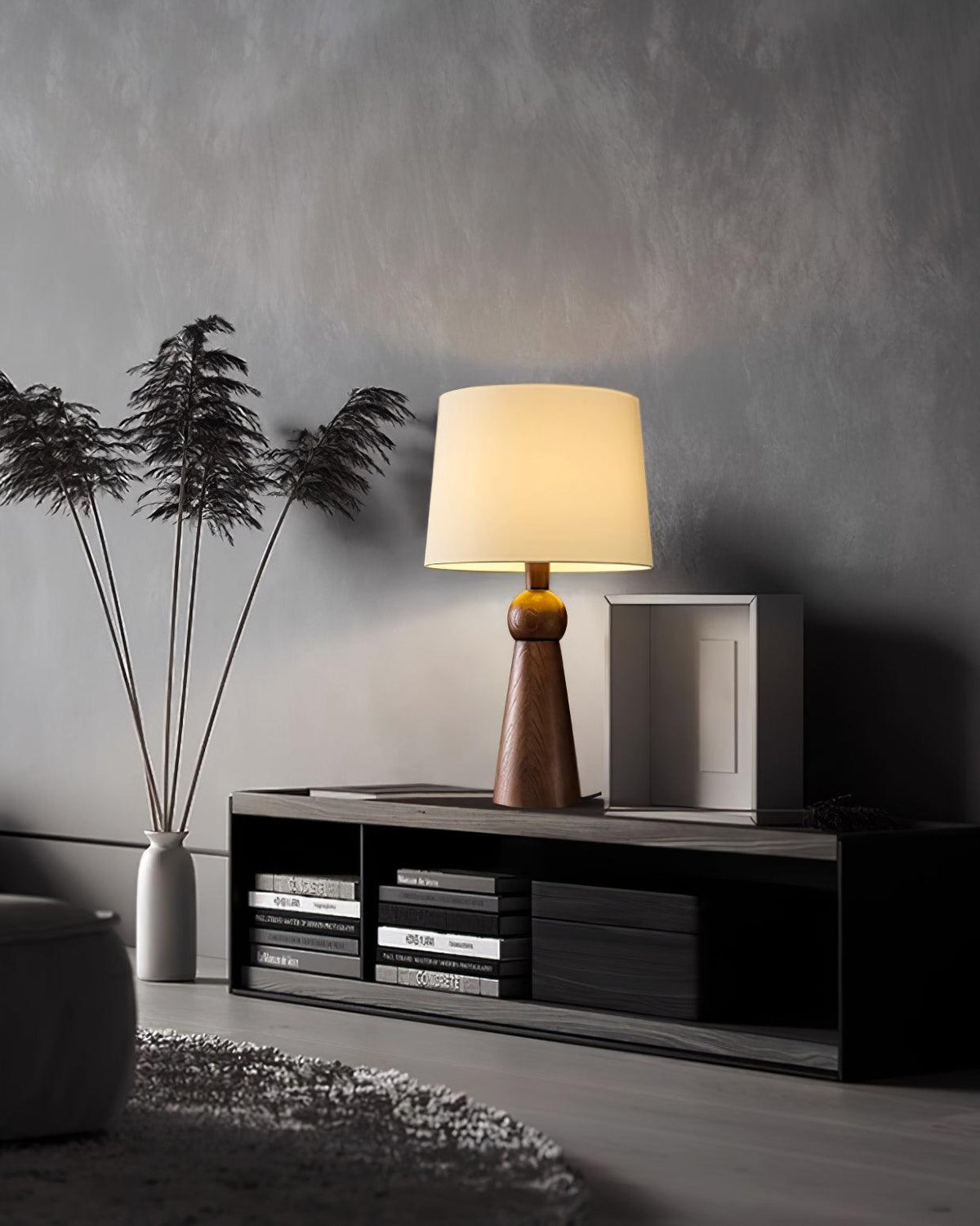 Lioria lámpara de mesa de madera y tejido