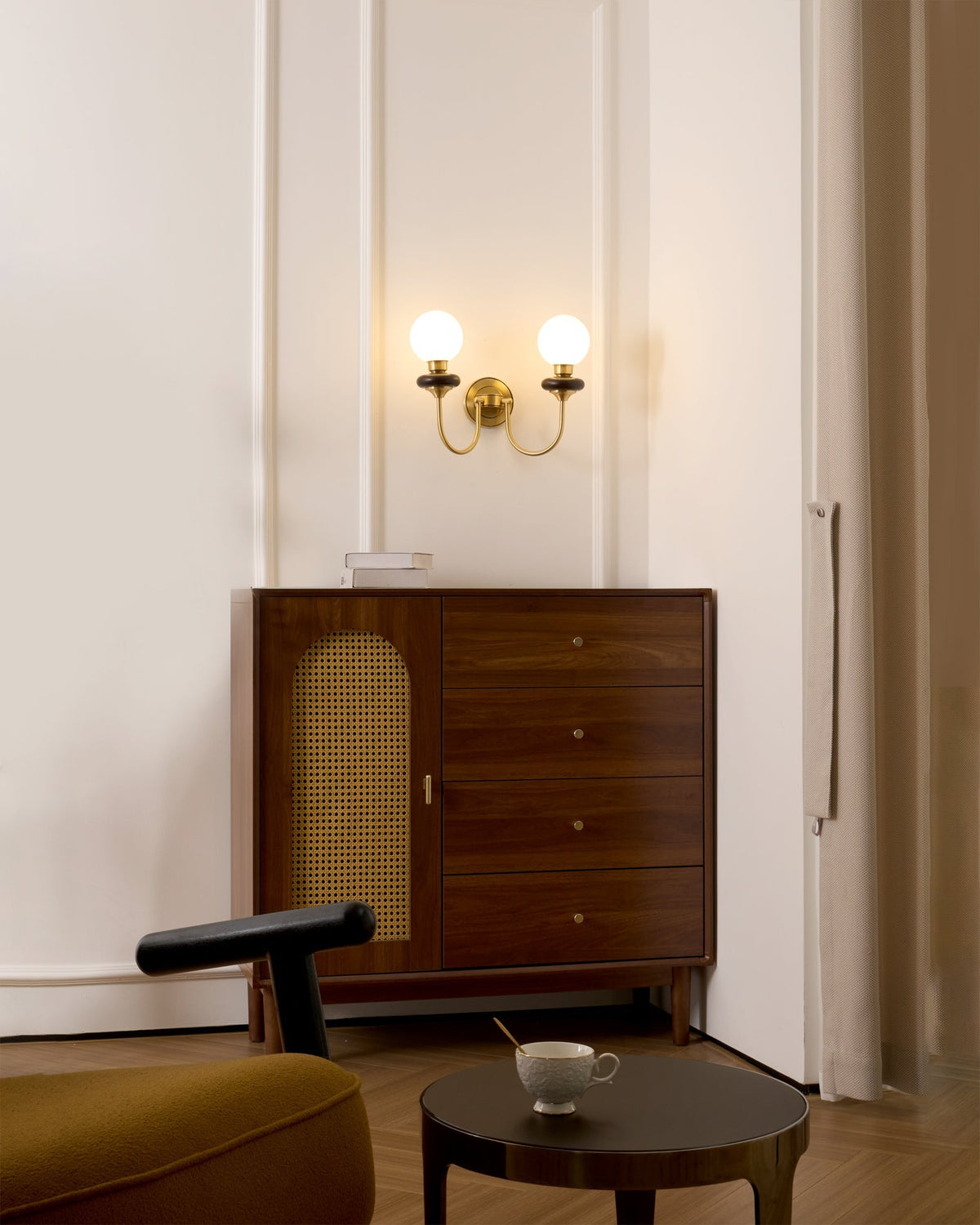 Elvalora aplique de pared Premium nogal vidrio nórdico Art