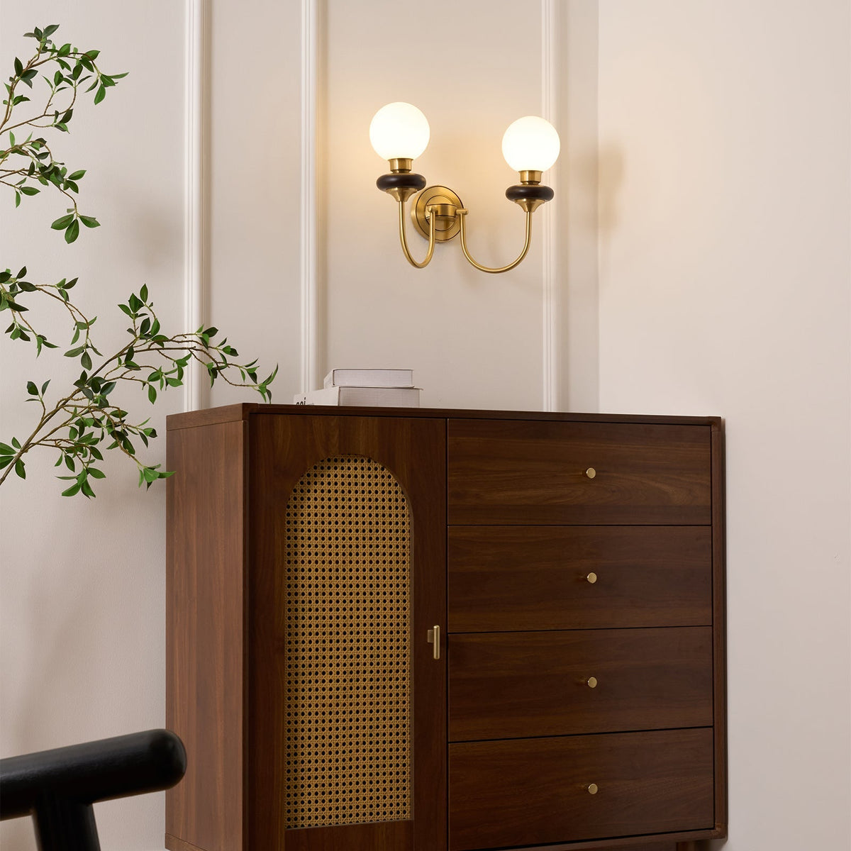 Elvalora aplique de pared Premium nogal vidrio nórdico Art