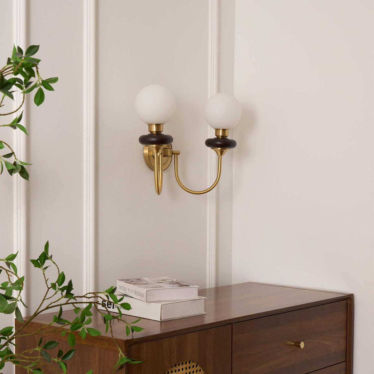 Elvalora aplique de pared Premium nogal vidrio nórdico Art