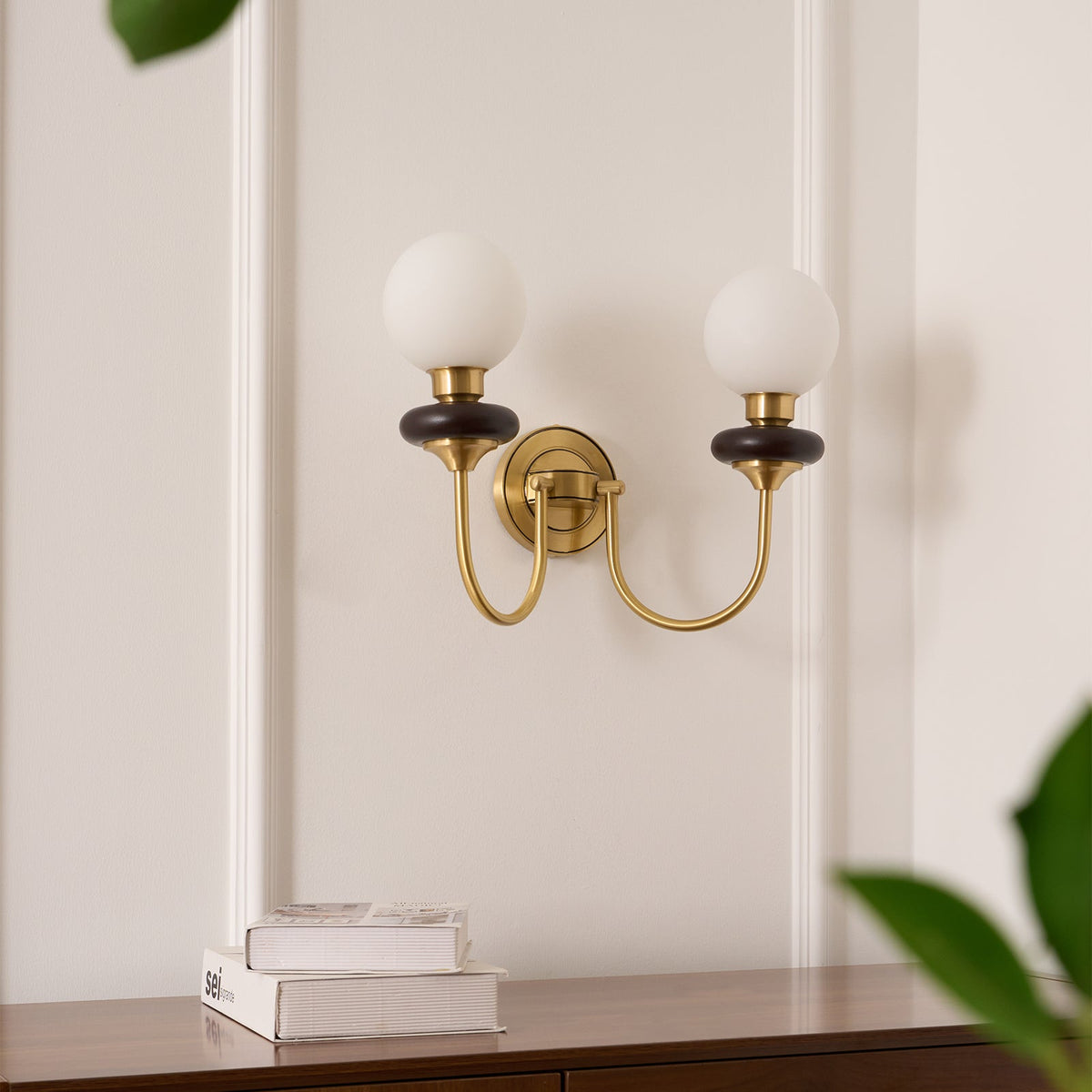 Elvalora aplique de pared Premium nogal vidrio nórdico Art