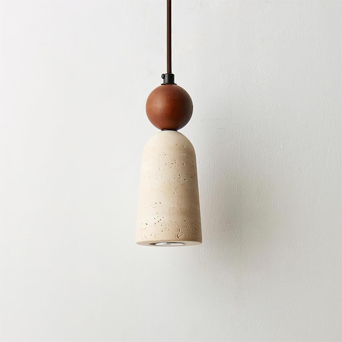 Nolira lámpara colgante de madera con pantalla de travertino natural