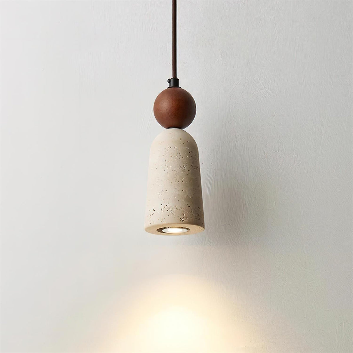 Nolira lámpara colgante de madera con pantalla de travertino natural