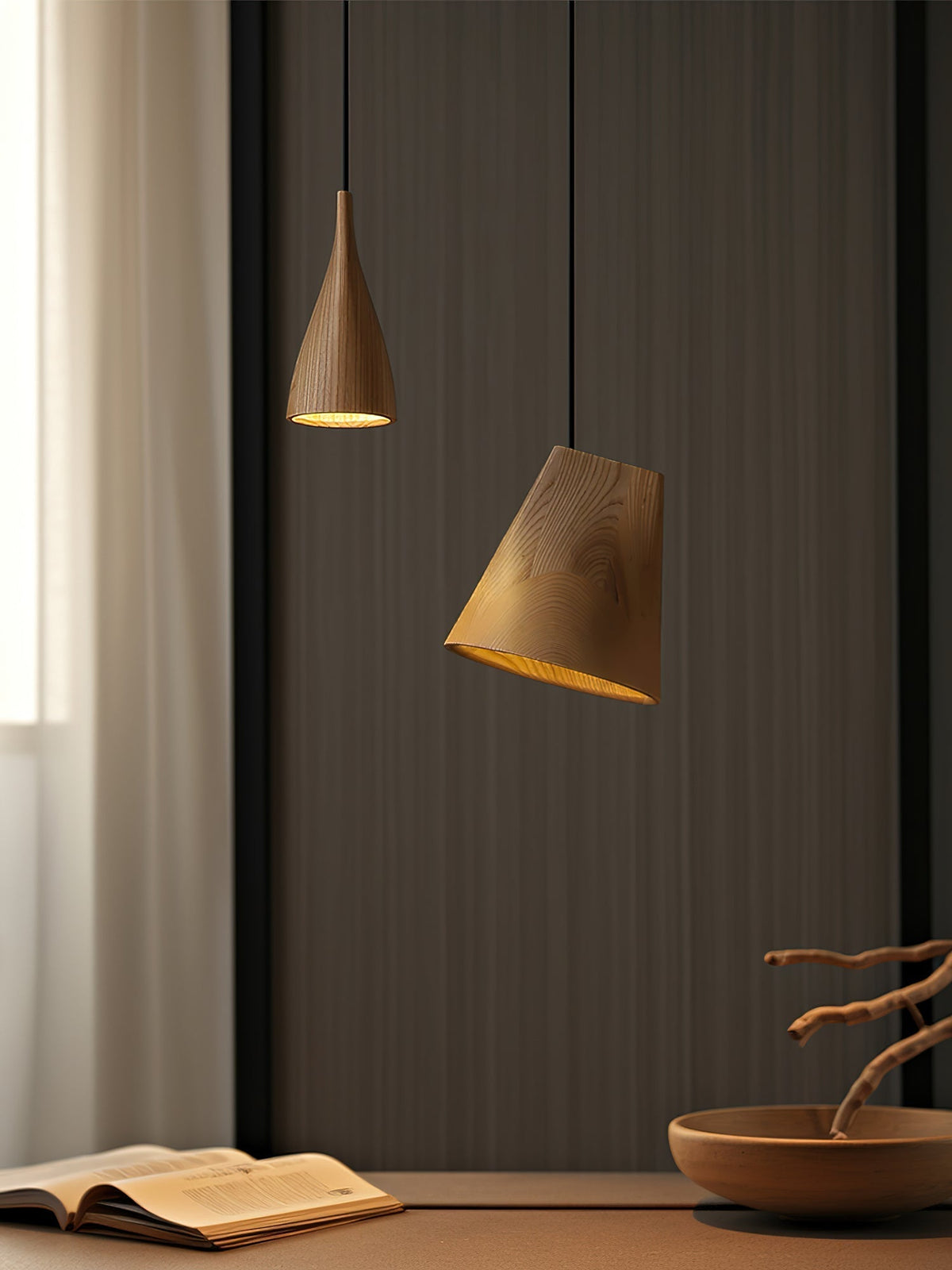 Ivarara lámpara colgante asimétrica de madera