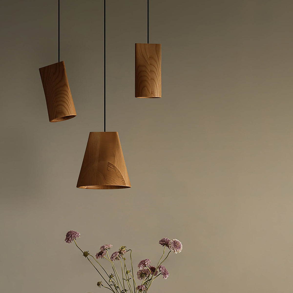 Ivarara lámpara colgante asimétrica de madera