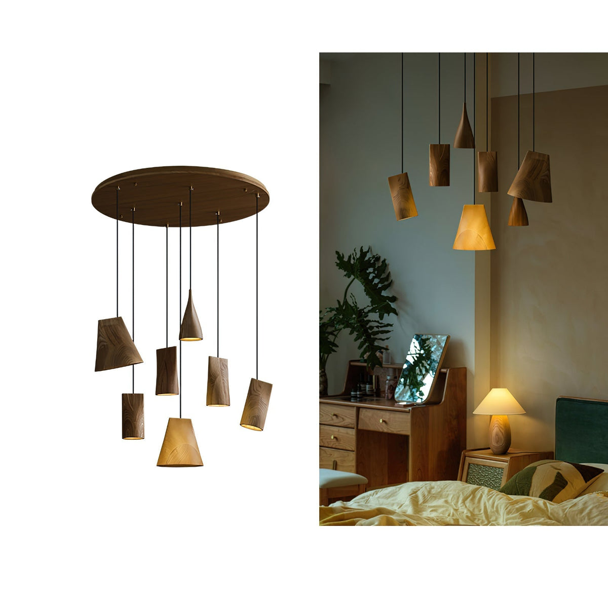 Ivarara lámpara colgante asimétrica de madera
