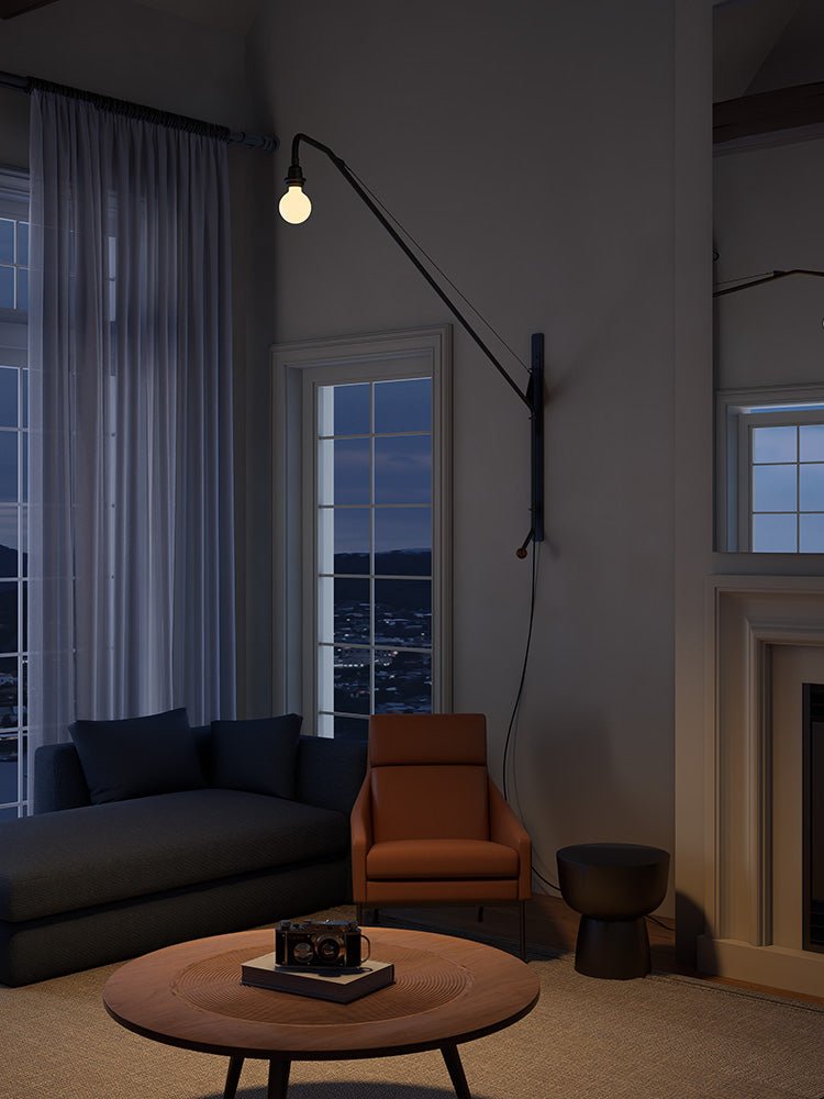 Aplique de pared negro con brazo extensible