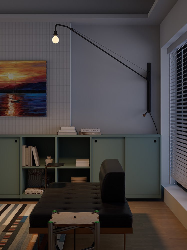 Aplique de pared negro con brazo extensible