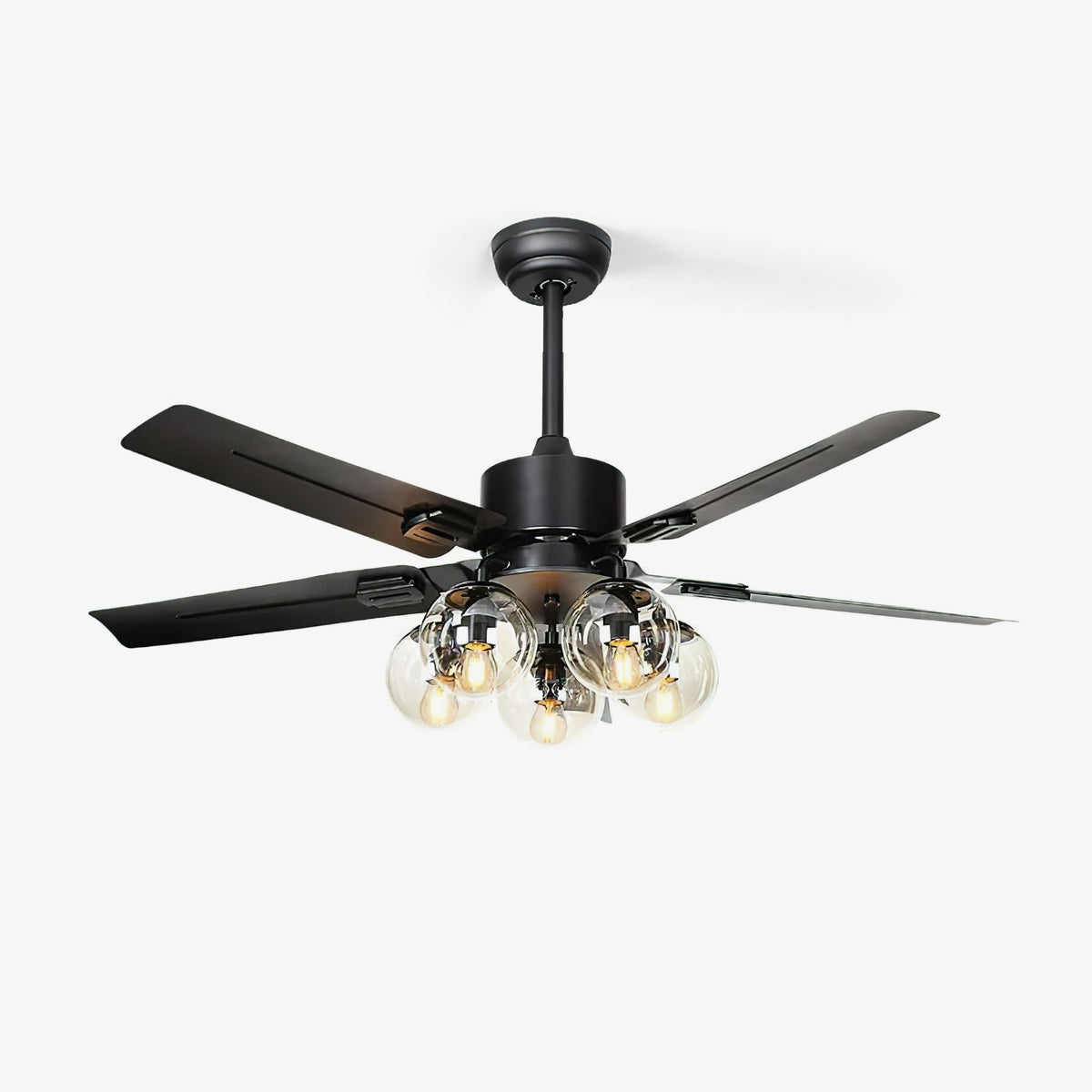 Zazoren ventilador de techo con luz Vintage negro vidrio