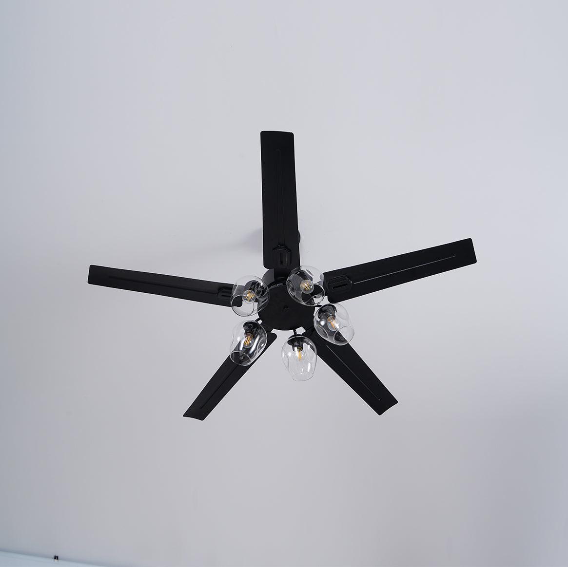 Zazoren ventilador de techo con luz Vintage negro vidrio
