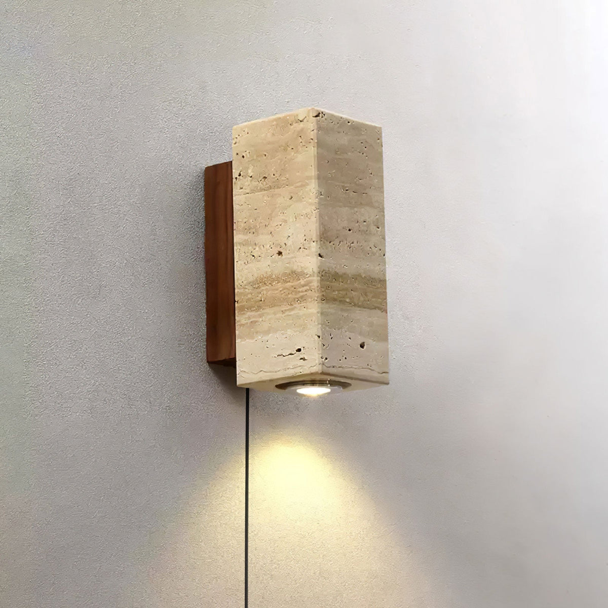 Valalaria aplique de pared rectangular en travertino con enchufe enchufable