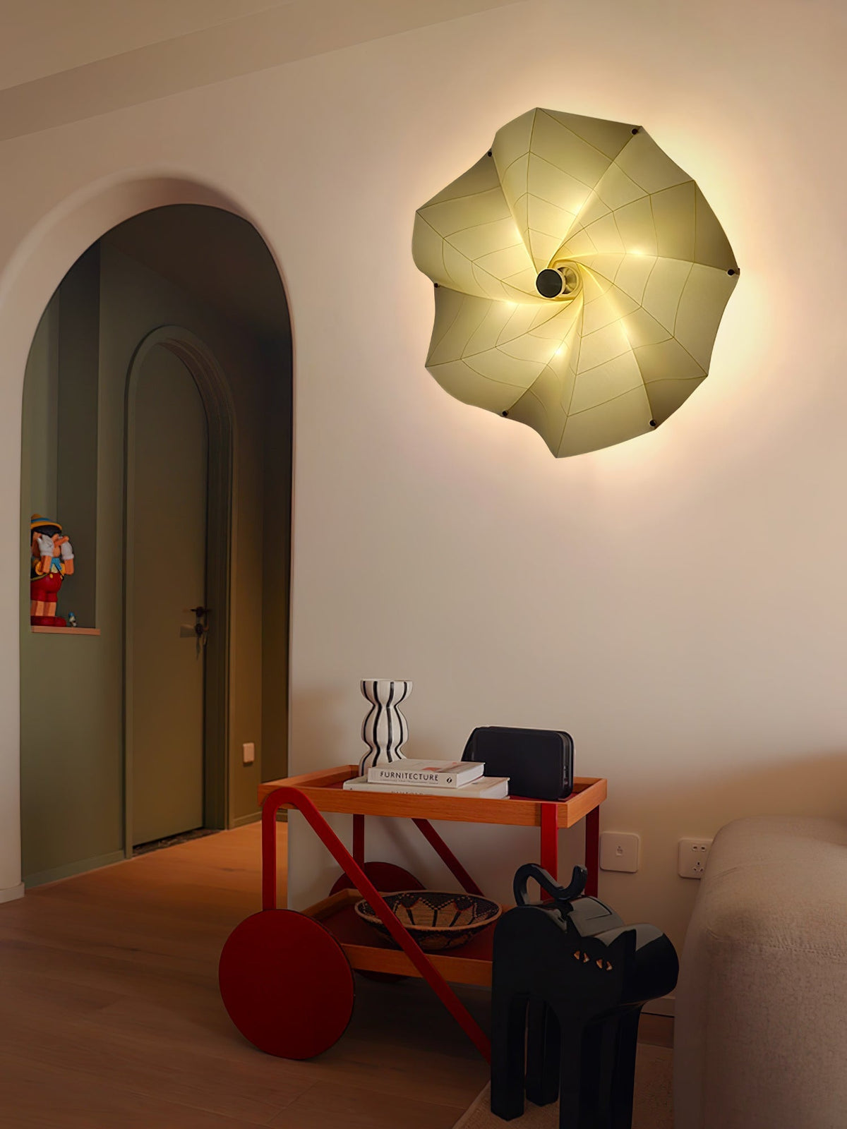 Liniise lámpara colgante de tejido con sombra plisada beige