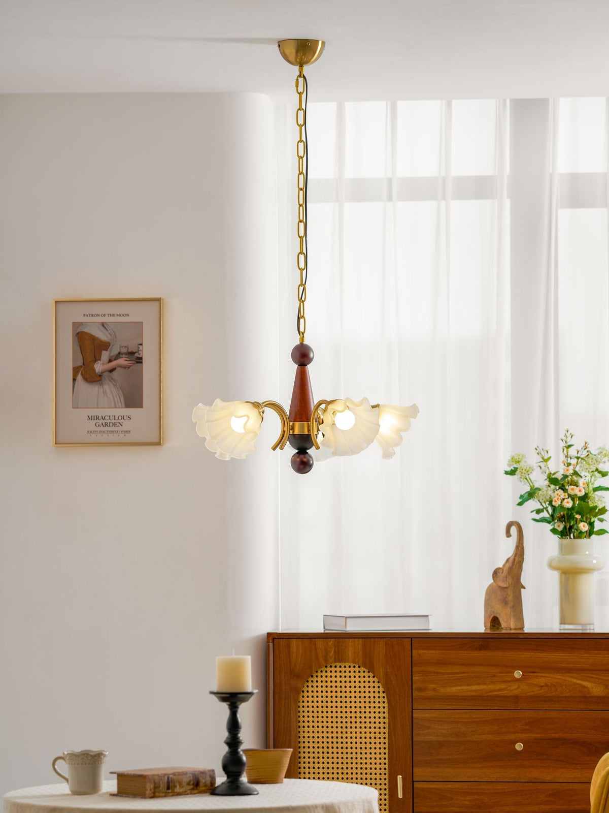 Ilvinan lámpara de araña tradicional elegancia madera vidrio