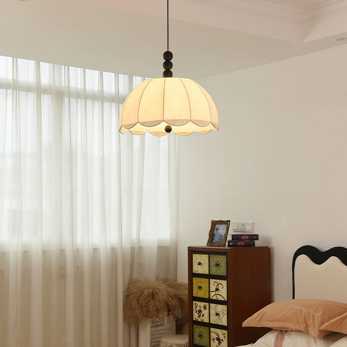 Nyd lámpara colgante de tejido beige