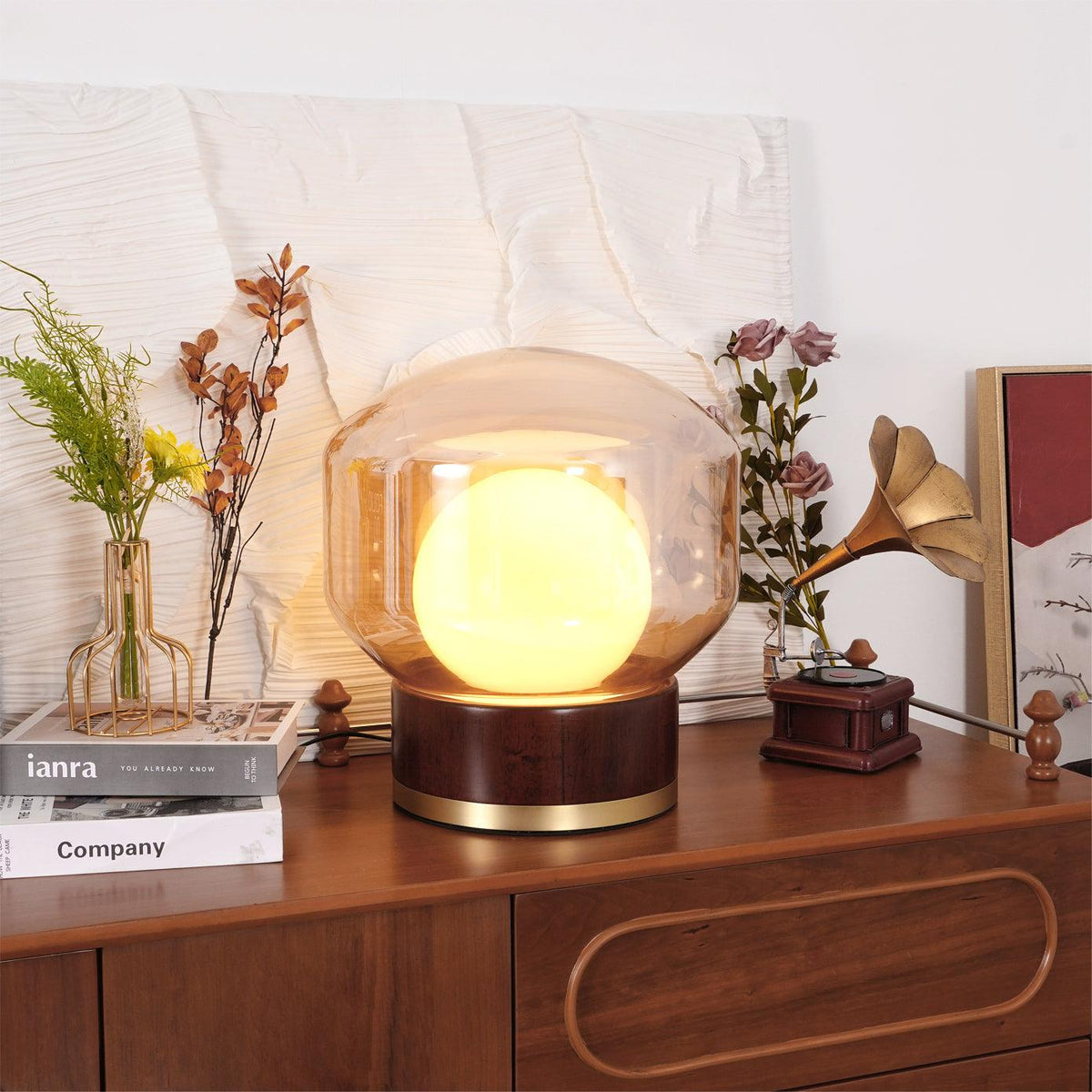 Brinox lámpara de mesa artística de madera