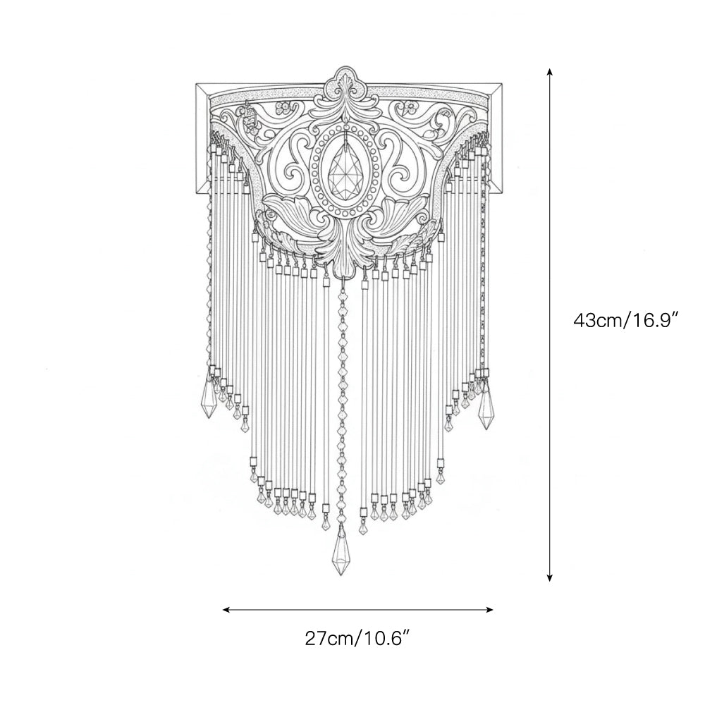 Bow aplique de pared Tie con franja de cristal dorado