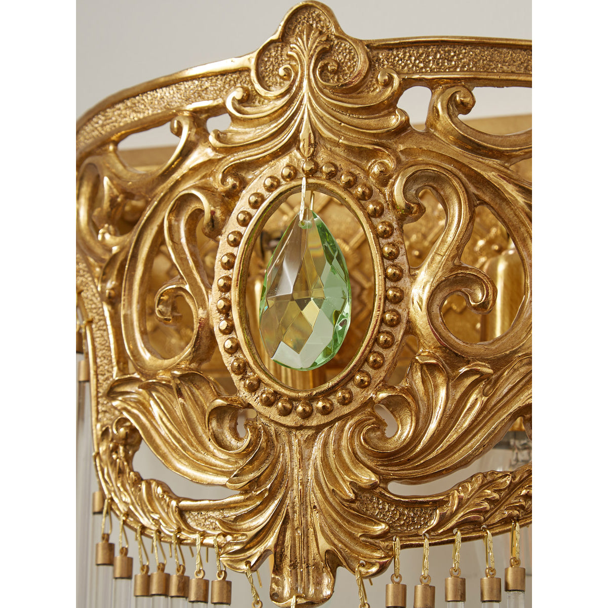 Bow aplique de pared Tie con franja de cristal dorado