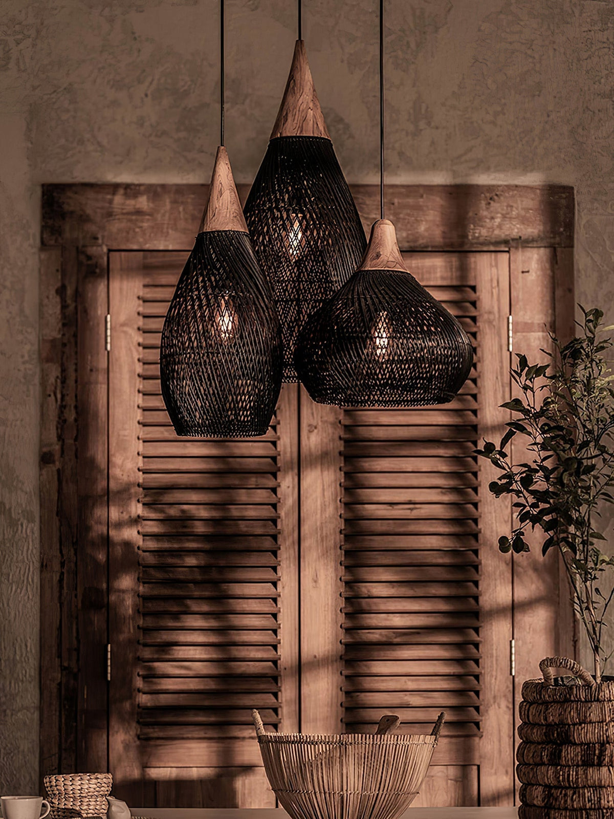 Canirora lámpara colgante de ratán trenzado