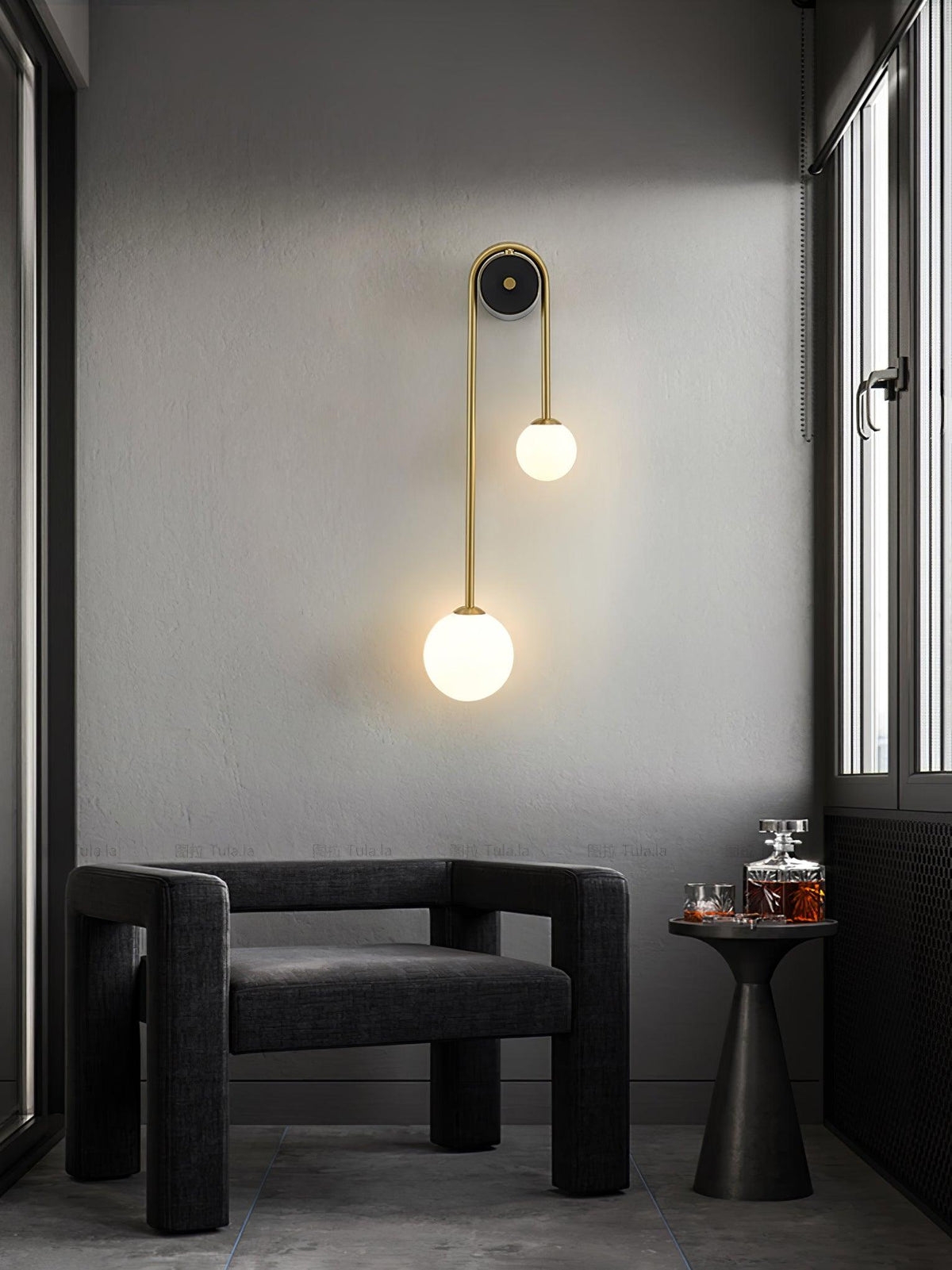 Teveny aplique de pared moderno minimalista de latón con vidrio