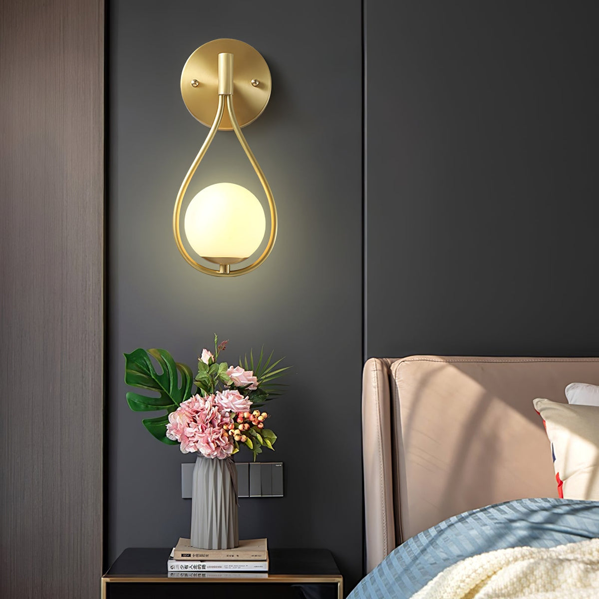 Eiralaya aplique de pared moderno minimalista de latón y vidrio