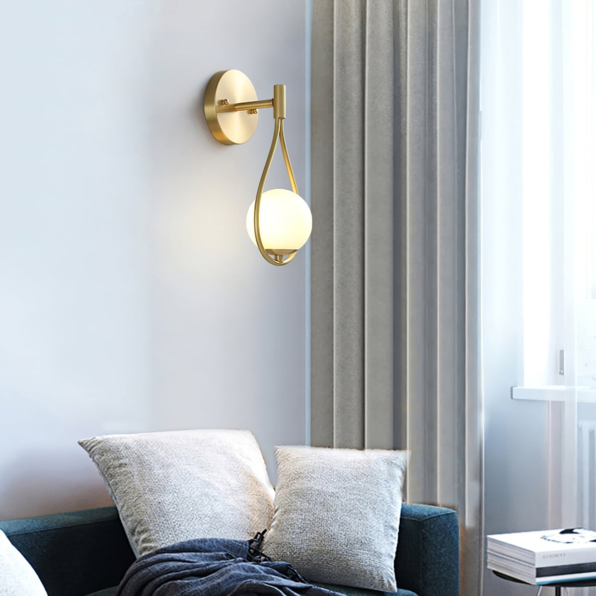Eiralaya aplique de pared moderno minimalista de latón y vidrio