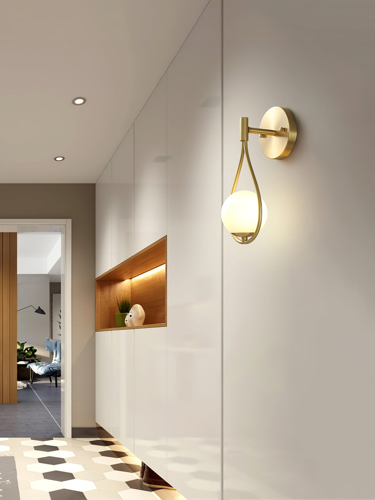 Eiralaya aplique de pared moderno minimalista de latón y vidrio