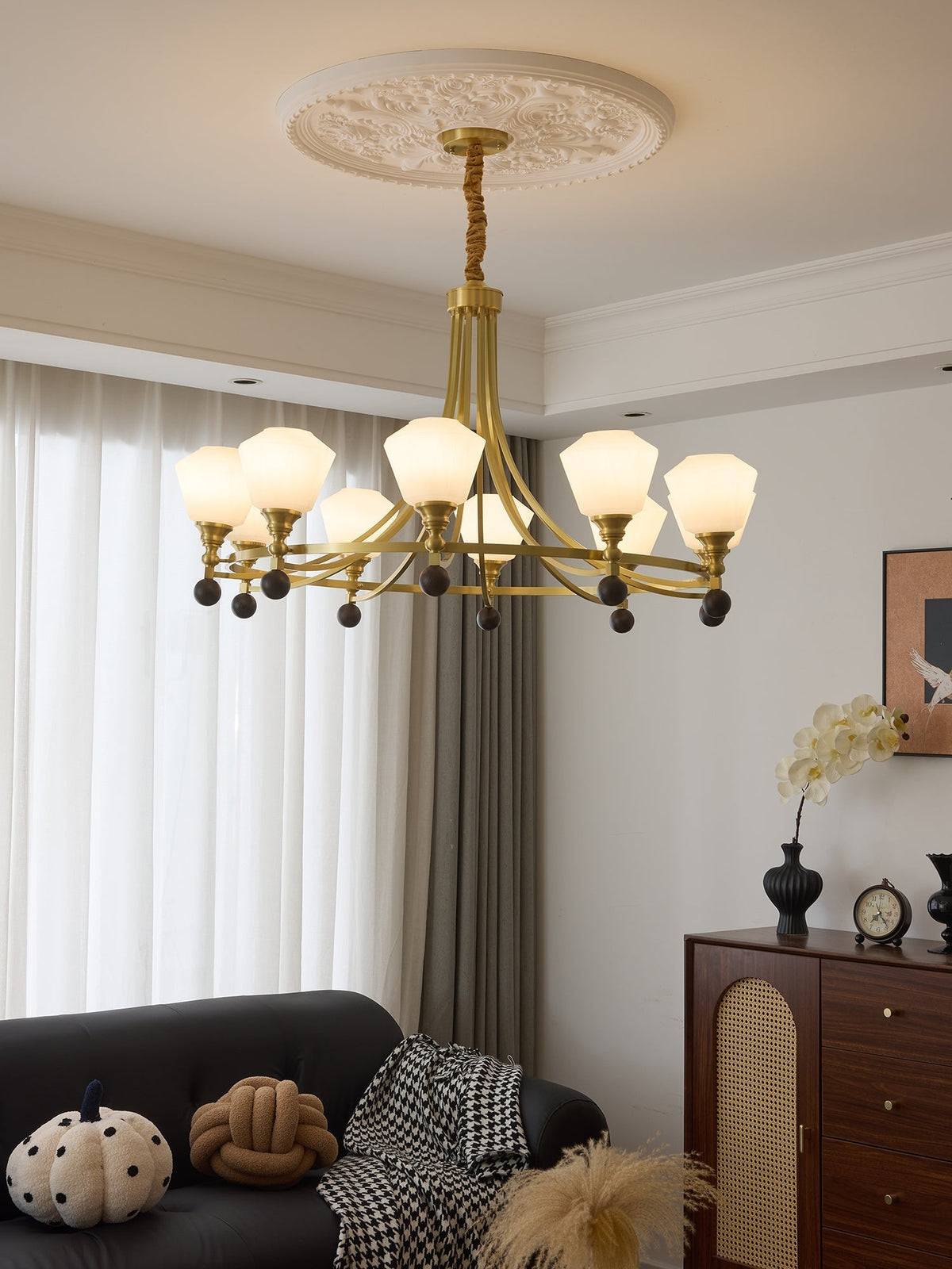Nyraeyra lámpara de araña Premium nórdica Artística en latón y madera