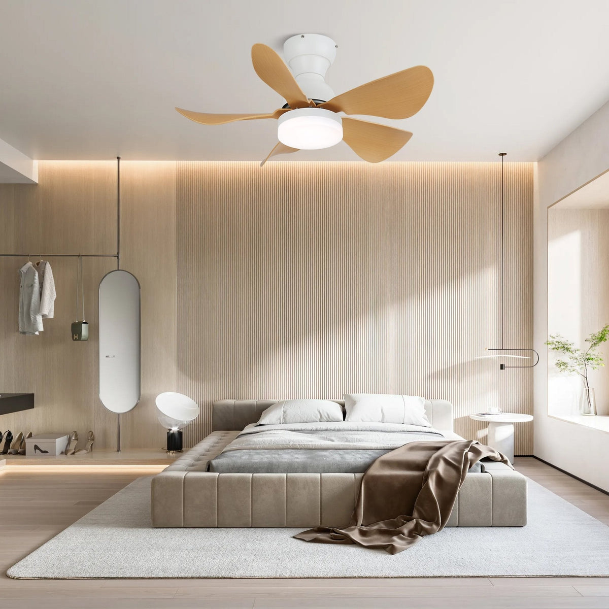 Elvanelle ventilador de techo con luz de madera