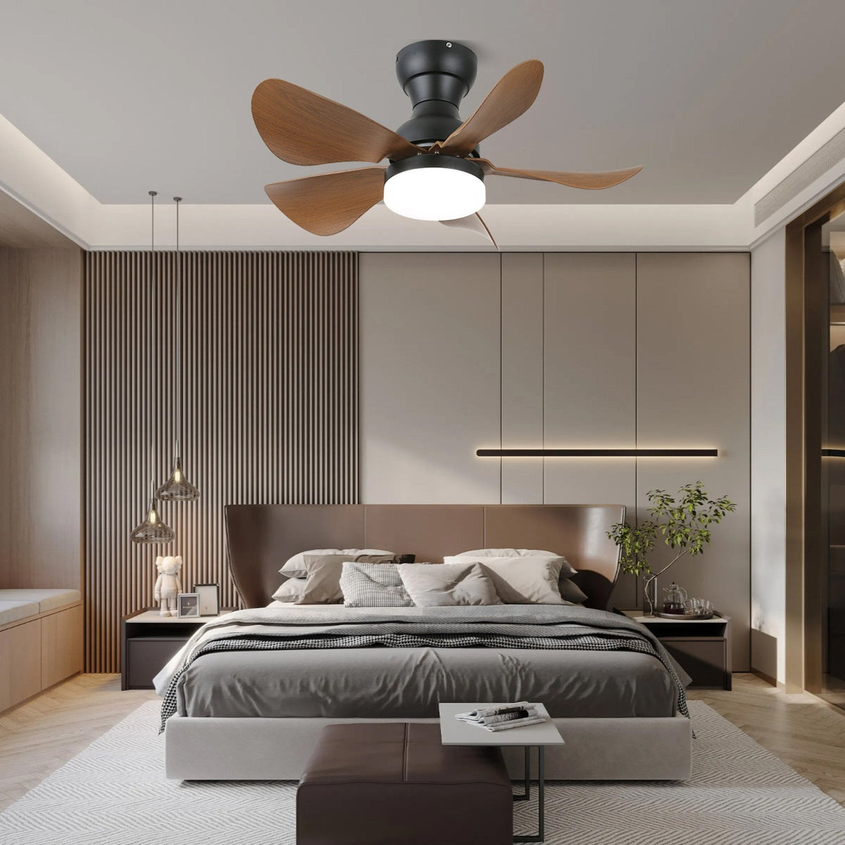 Elvanelle ventilador de techo con luz de madera