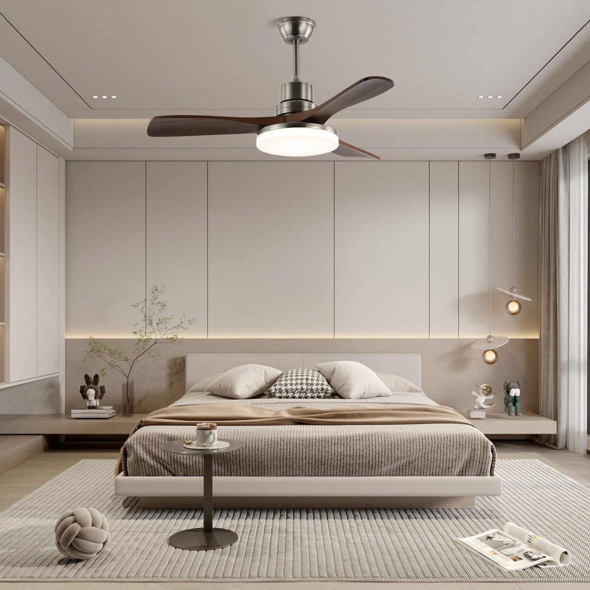 Rininena ventilador de techo con luz moderno de madera