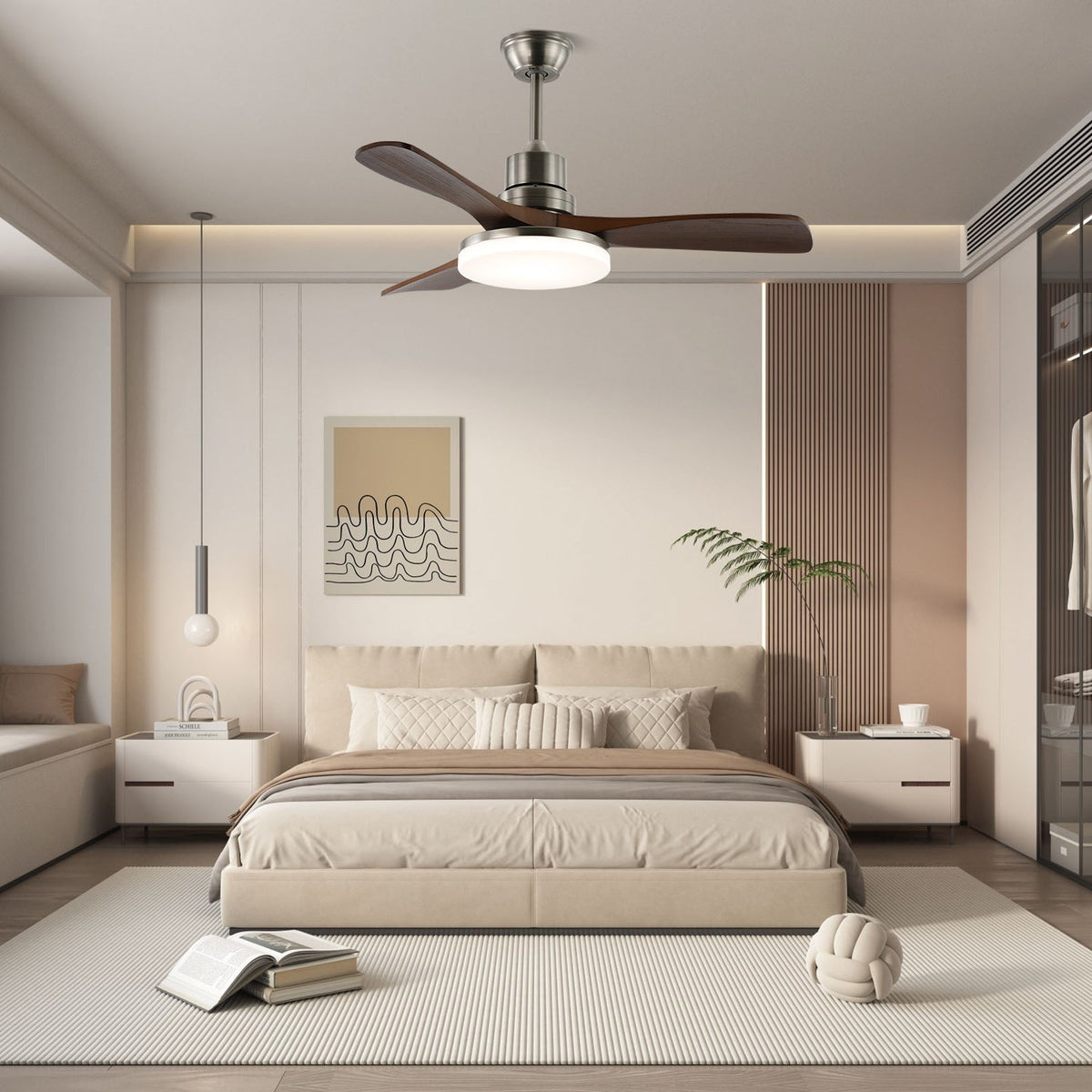 Rininena ventilador de techo con luz moderno de madera