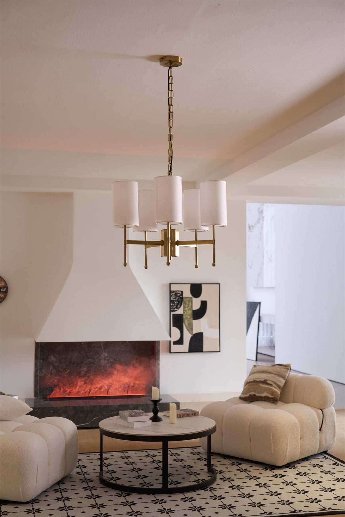 Ulcarisra lámpara de araña tradicional vintage de latón con pantalla de tejido