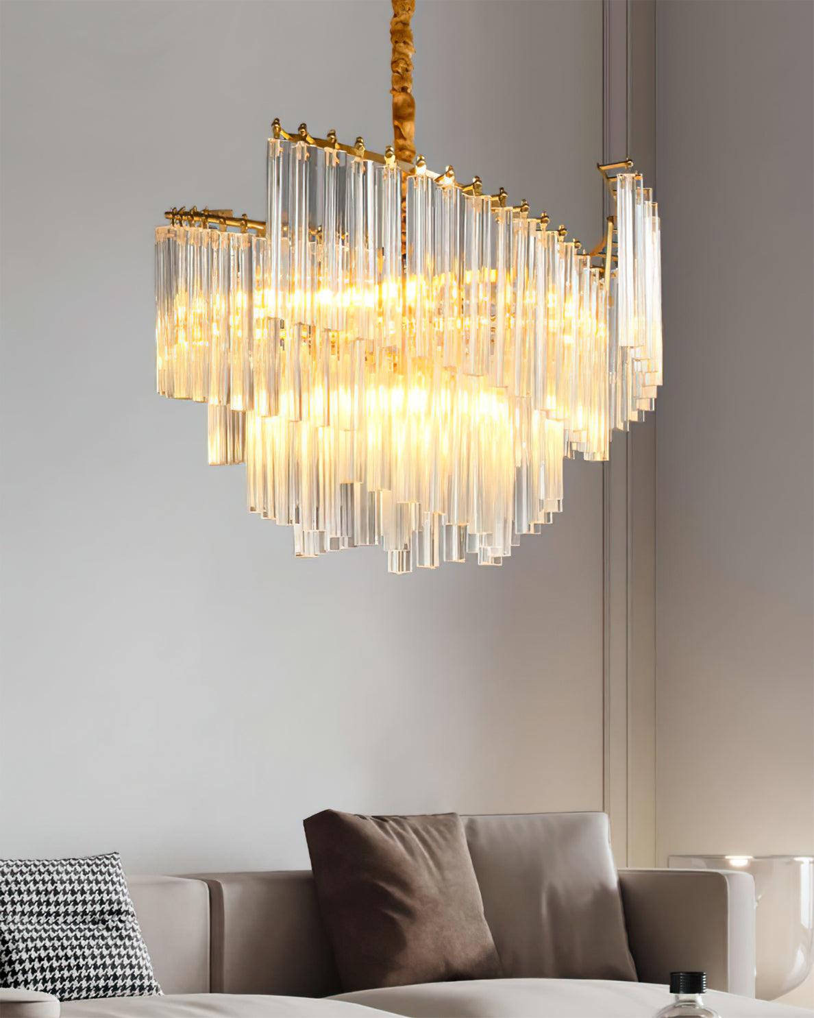 Ala lámpara de araña postmoderna de lujo Brinicle de cristal