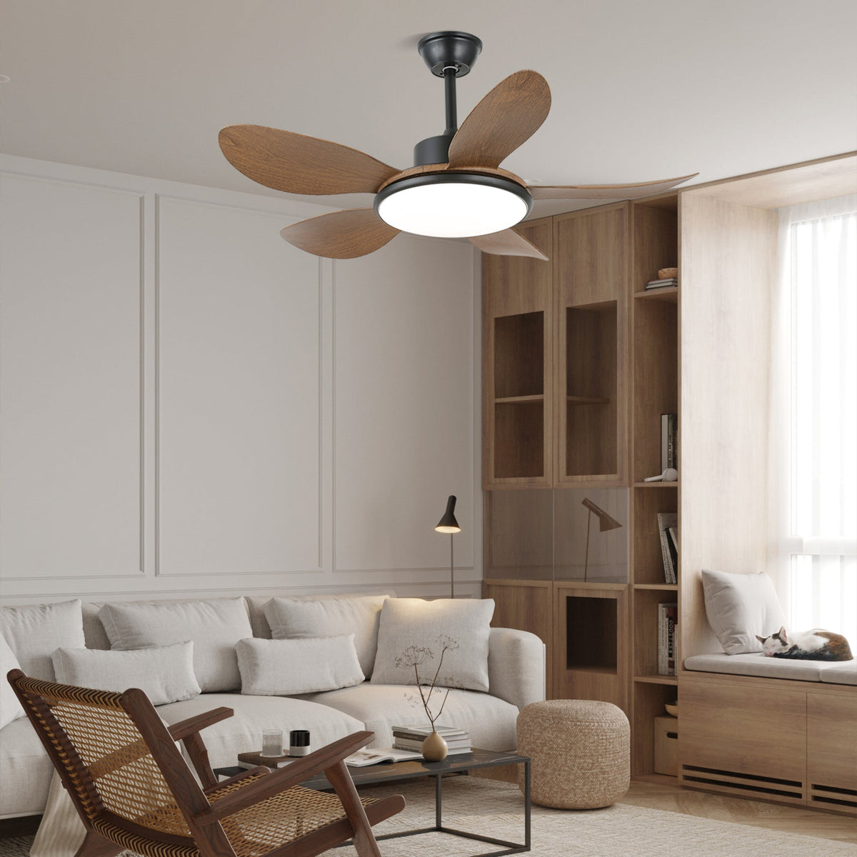 Tirenor ventilador de techo con luz de madera