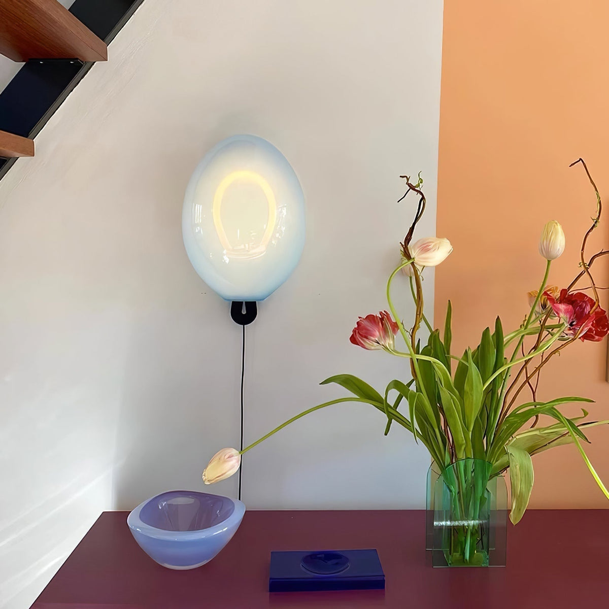 Lysolila aplique de pared Premium nórdico de arte en vidrio