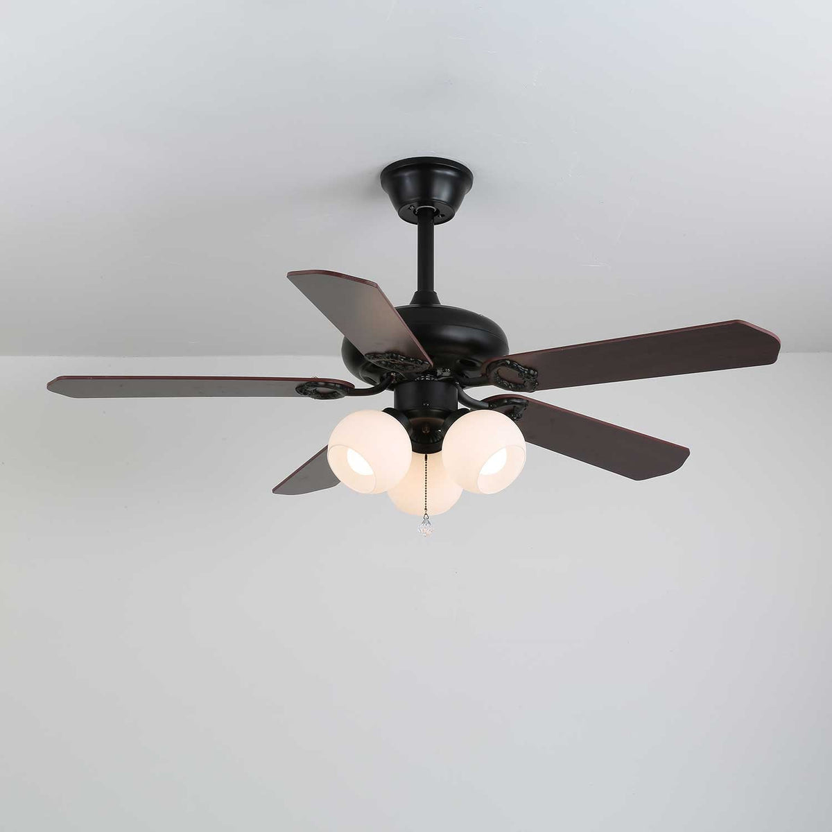 Calviera ventilador de techo con luz vintage de madera y vidrio