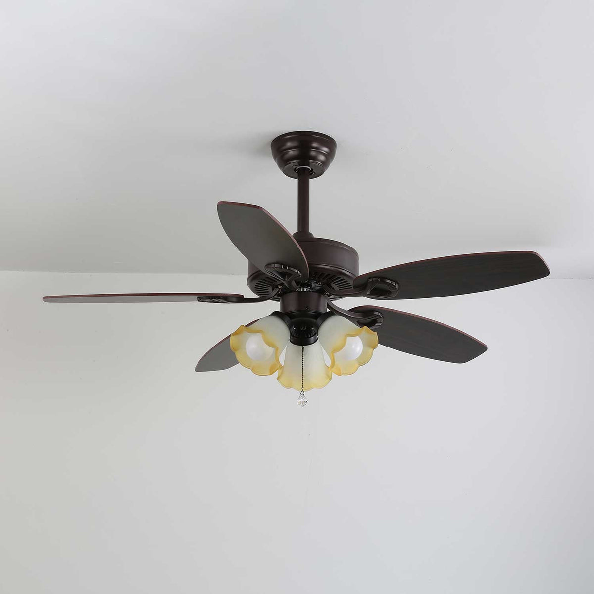 Calviera ventilador de techo con luz vintage de madera y vidrio