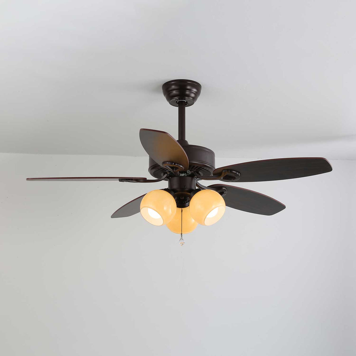 Calviera ventilador de techo con luz vintage de madera y vidrio