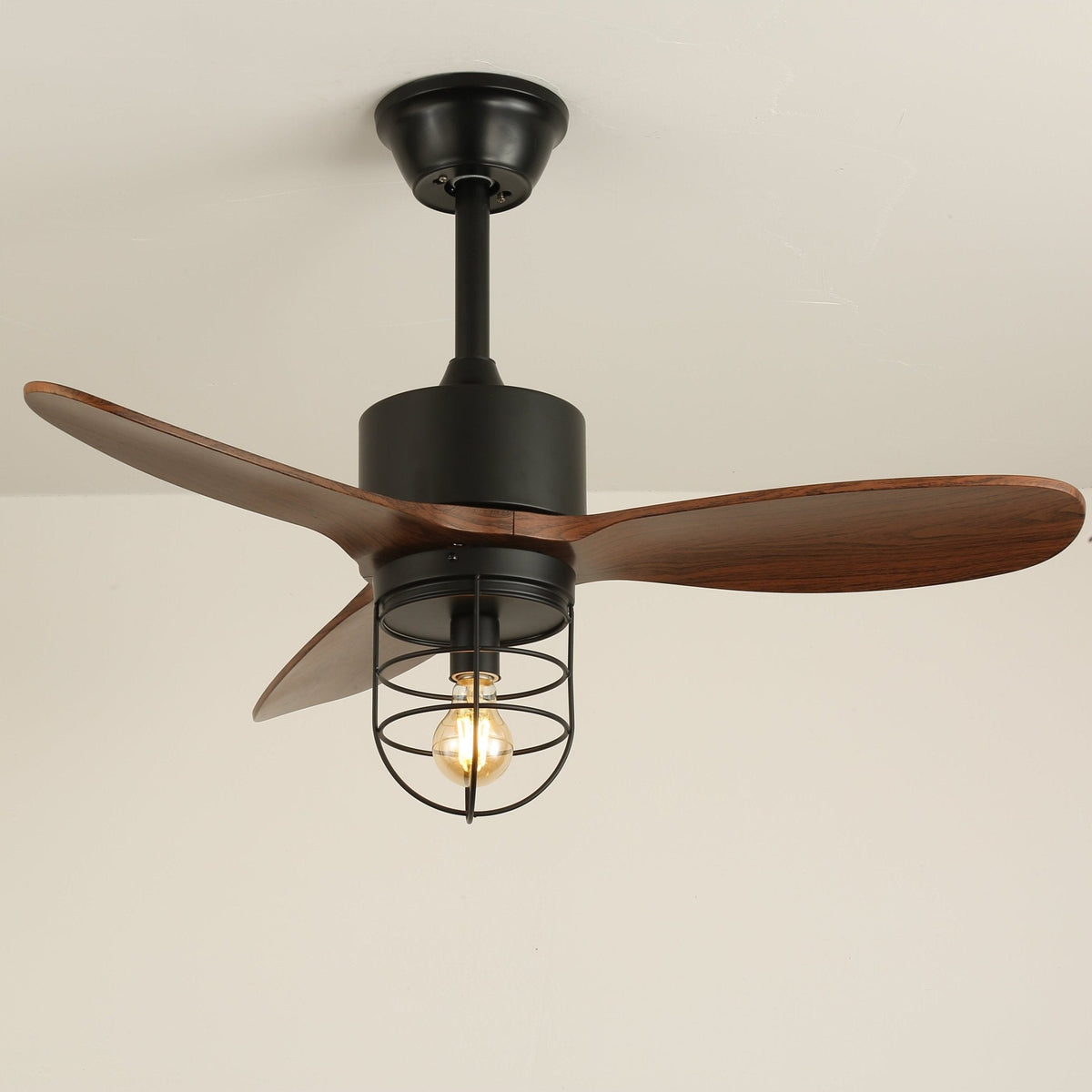 Brisora ventilador de techo con luz Industrial de madera