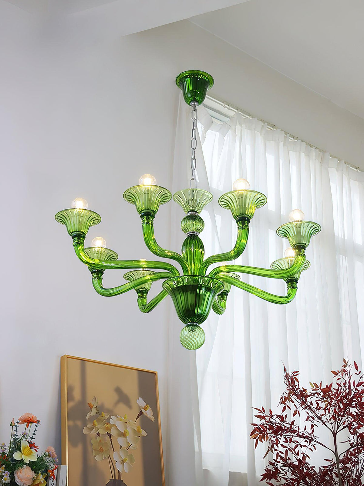 Vase lámpara de araña Murano vidrio Exotic
