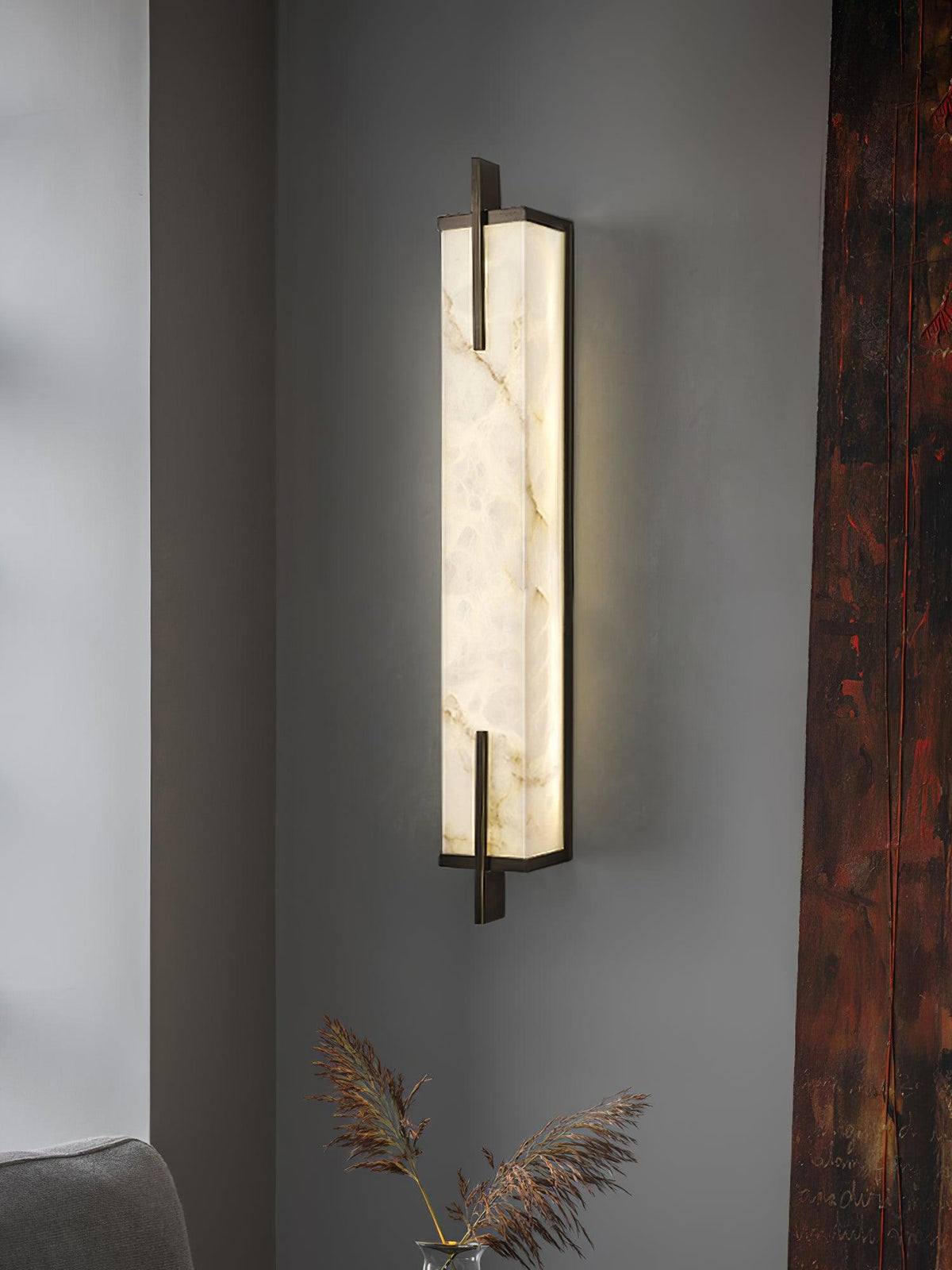 Komino aplique de pared rectangular de alabastro