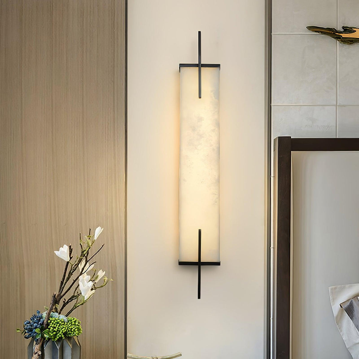 Komino aplique de pared rectangular de alabastro