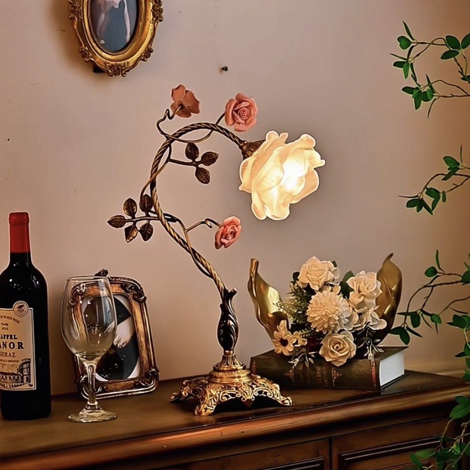 Rosalune lámpara de mesa Campanella Vintage Rose