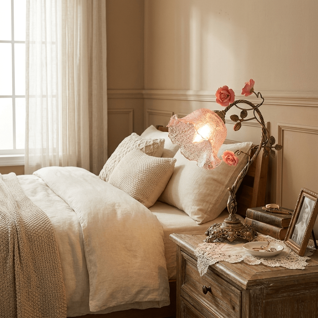 Rosalune lámpara de mesa Campanella Vintage Rose