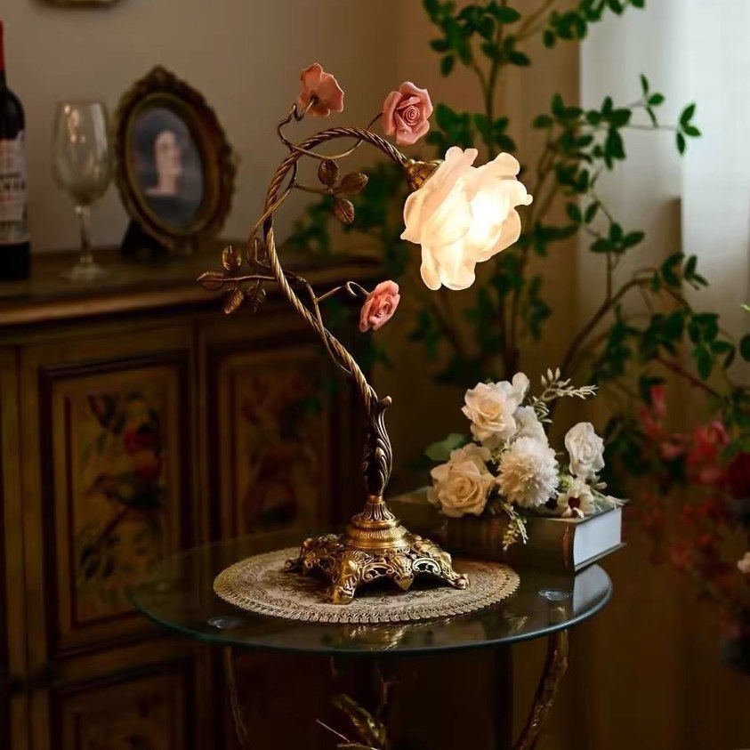 Rosalune lámpara de mesa Campanella Vintage Rose