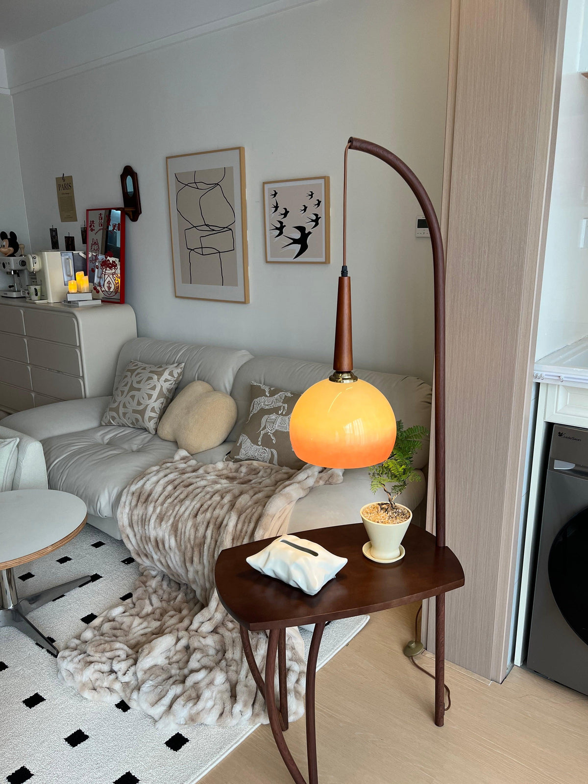 Fior lámpara de pie moderna de madera