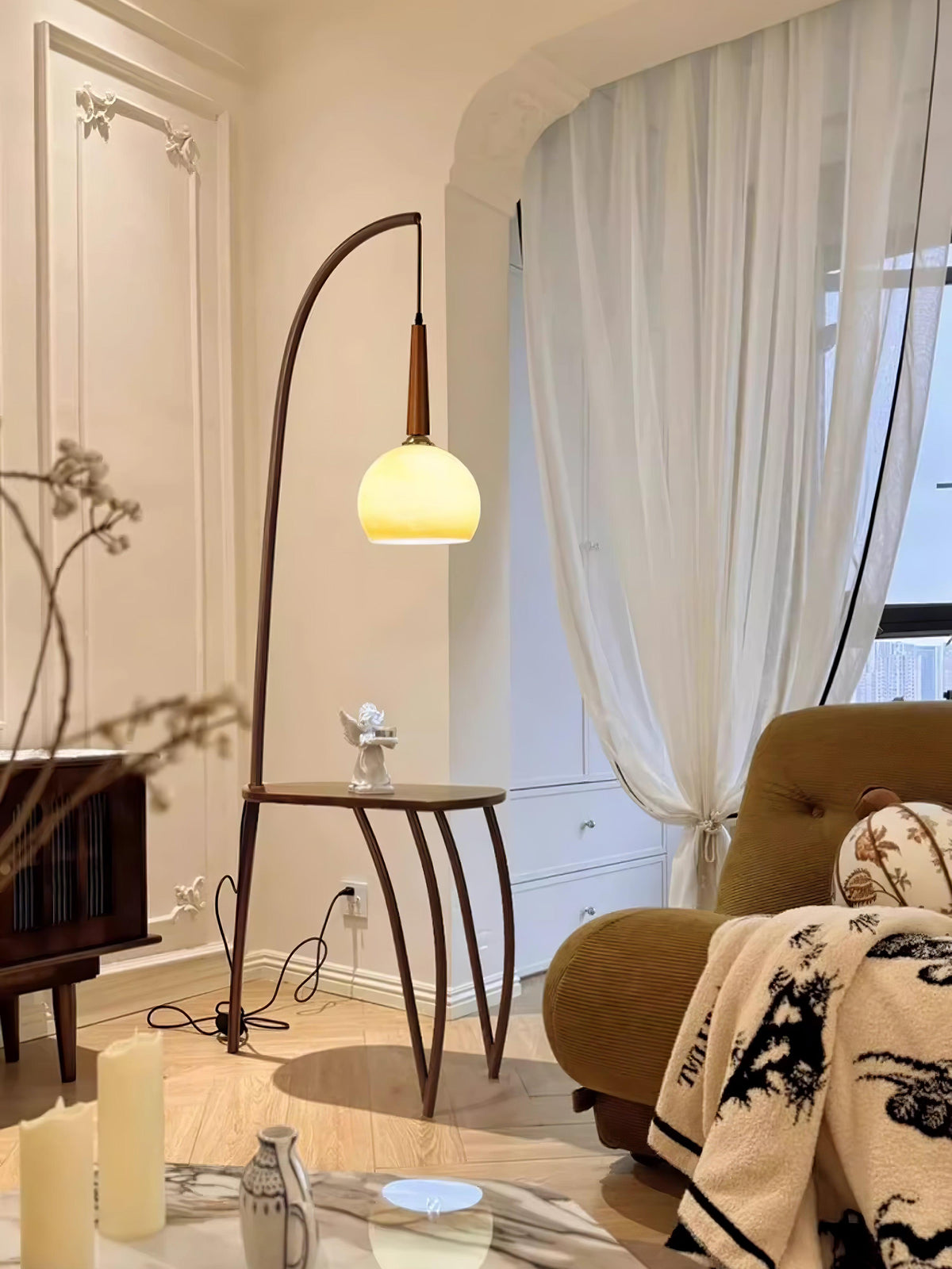 Fior lámpara de pie moderna de madera