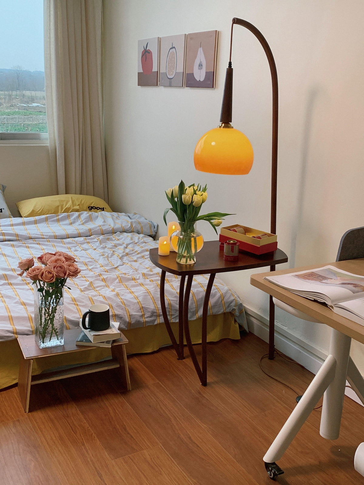 Fior lámpara de pie moderna de madera