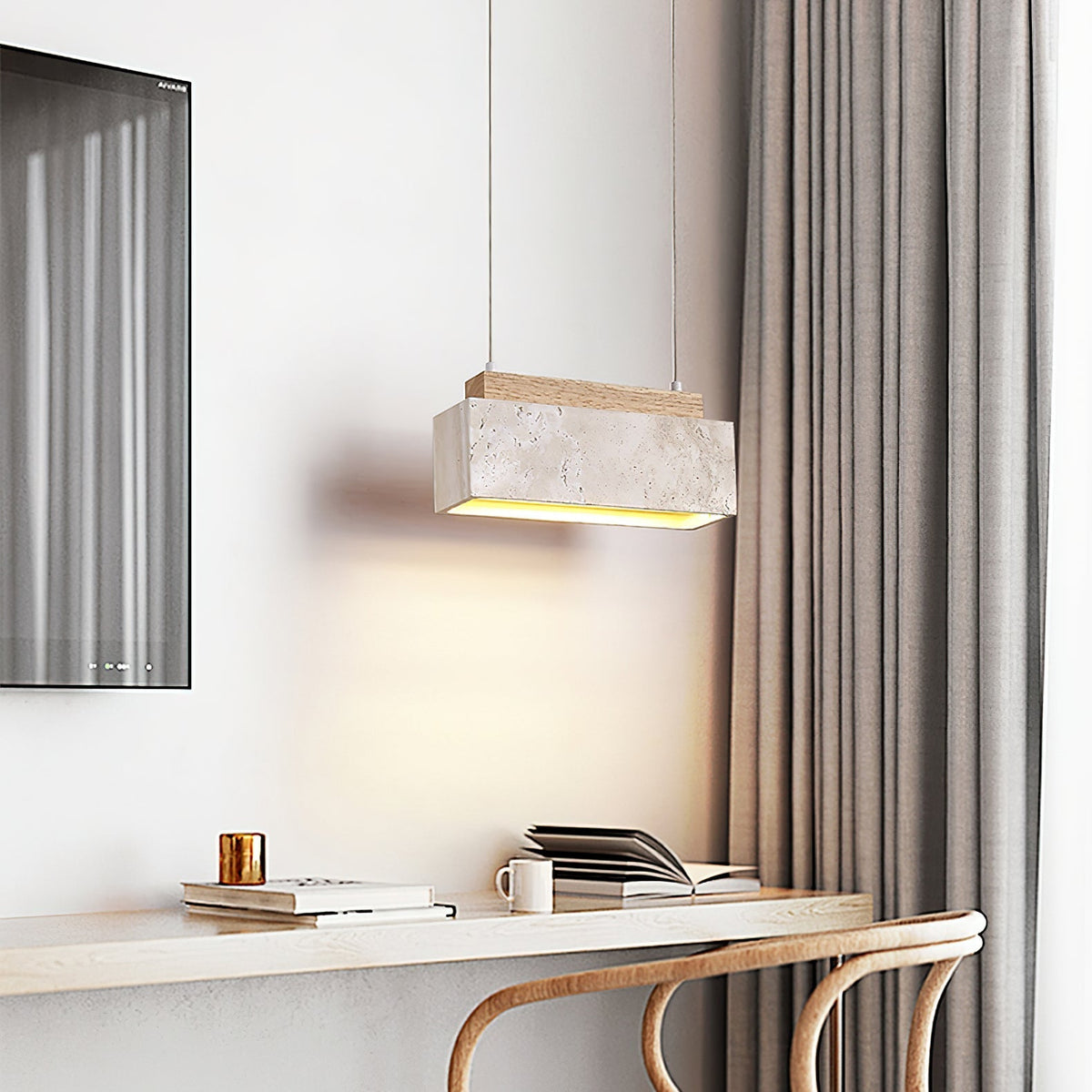 Ciraeila lámpara colgante rectangular de travertino
